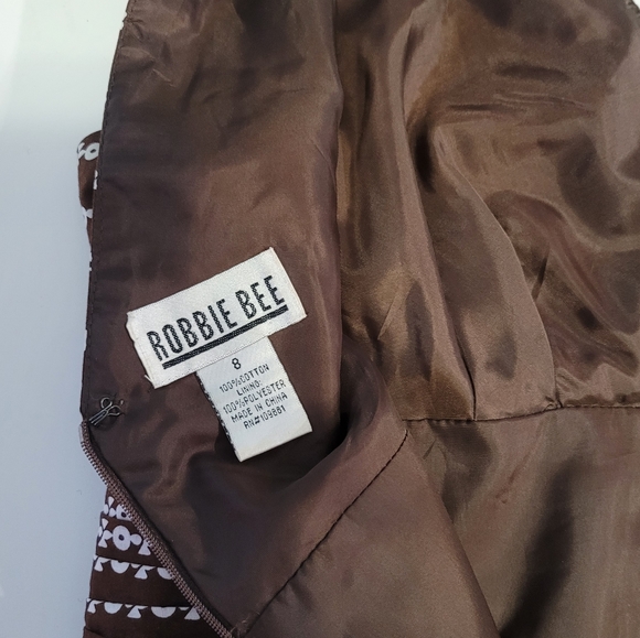 Robbie Bee Women's 8 Paisley Midi Dress Sleeveless Fit Flare V- Neck Brown - Picture 3 of 8